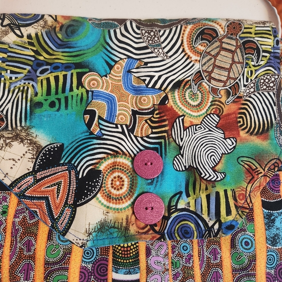 Handmade Sea Turtle Fabric Boho Purse Bag Tropical Vacation - Picture 2 of 9